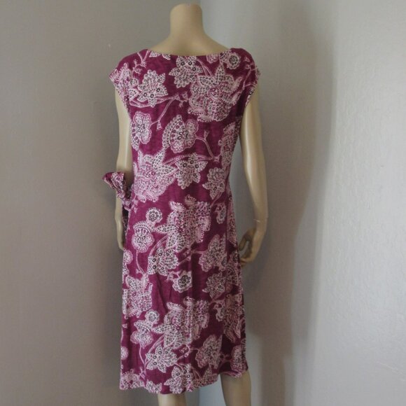 NOMADS Fuchsia Cap Sleeve Floral Pullover 16 Organic Cotton Dress - Picture 2 of 4